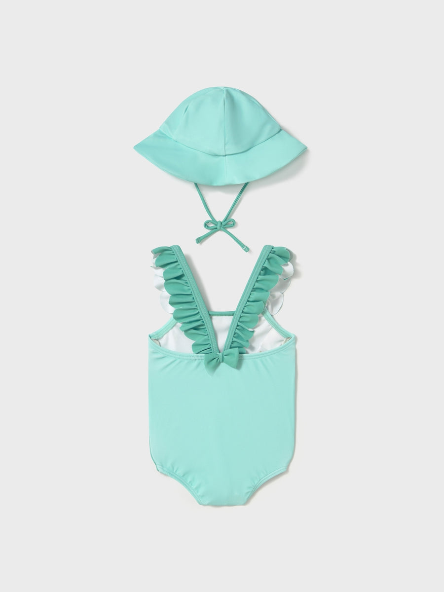 Fato de banho de chapéu Sireia (Verde Água)  para Bebé Menina - Mayoral