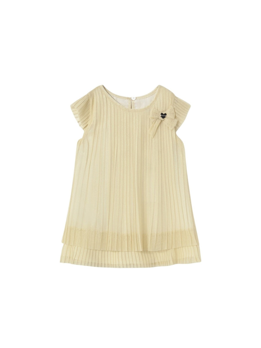 Vestido tule plissado Champanhe (Dourado)  para Bebé Menina - Mayoral