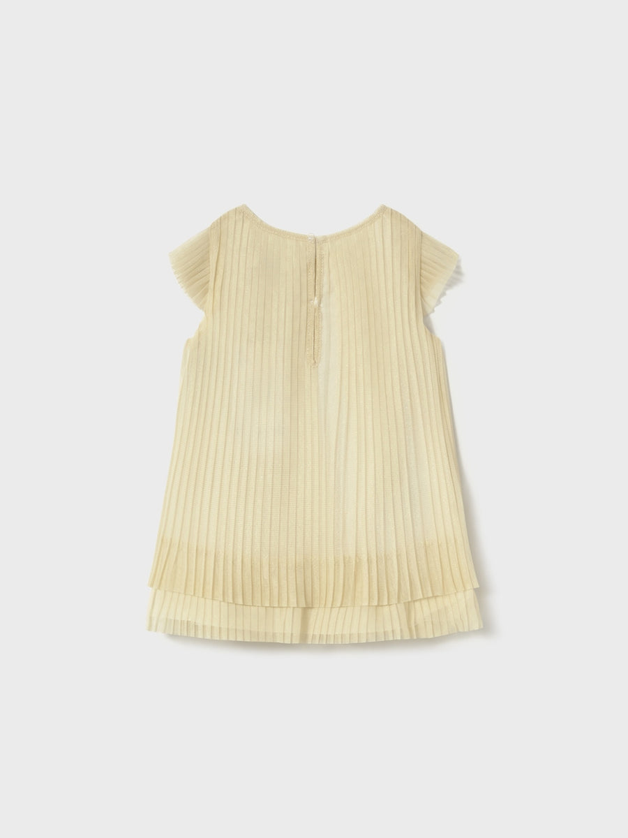 Vestido tule plissado Champanhe (Dourado)  para Bebé Menina - Mayoral