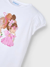 Camisola m/curta bonecas Bco-orquid (Rosa)  para Menina - Mayoral