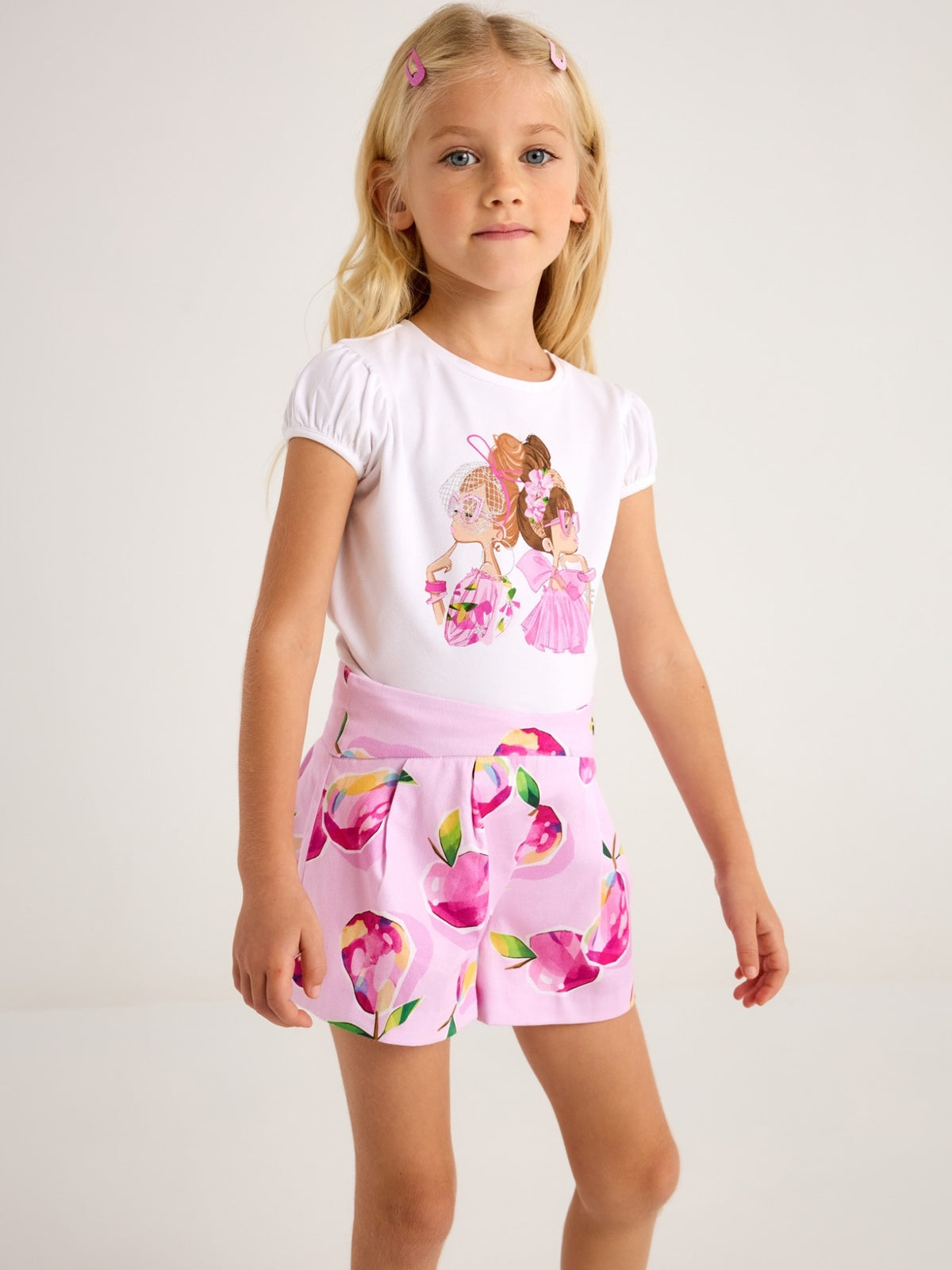 Camisola m/curta bonecas Bco-orquid (Rosa)  para Menina - Mayoral