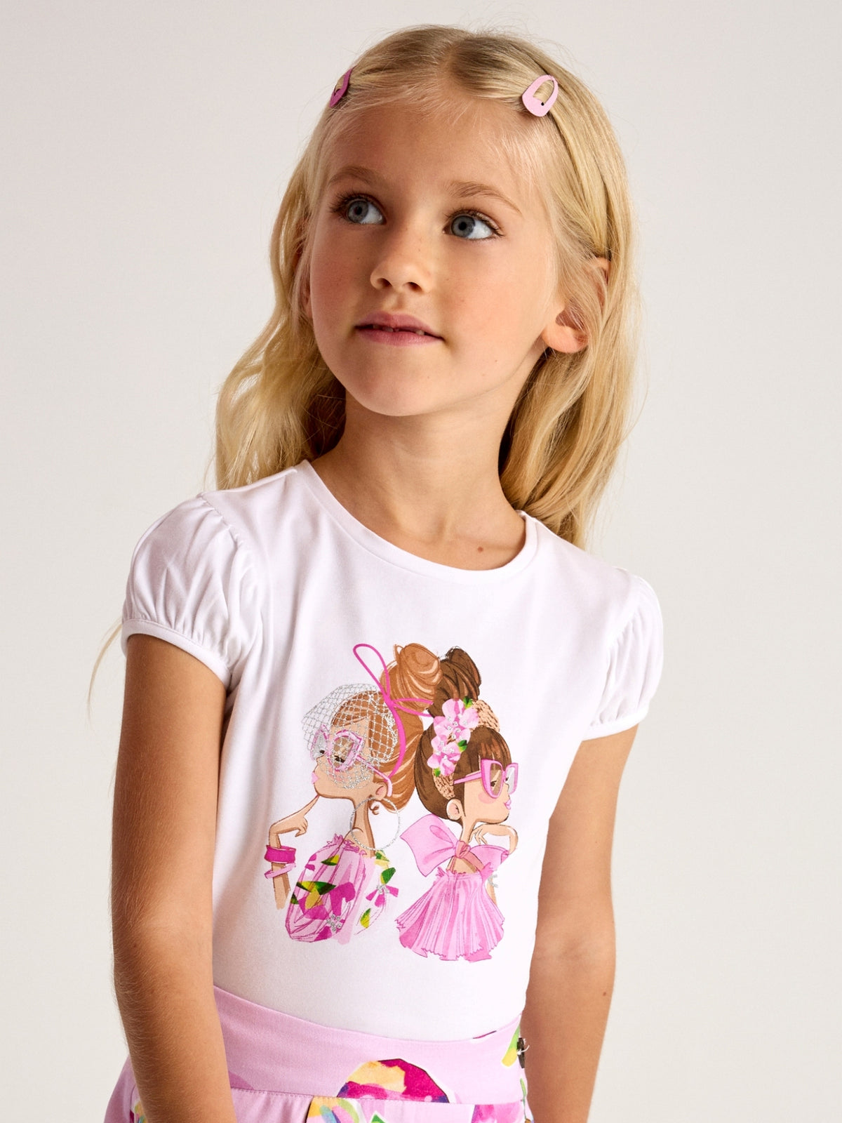Camisola m/curta bonecas Bco-orquid (Rosa)  para Menina - Mayoral