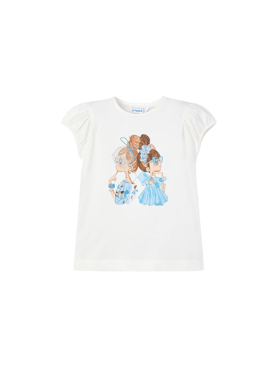 Camisola m/curta bonecas Crú (Creme / Pérola)  para Menina - Mayoral