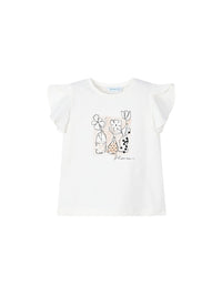 T´shirt aplicações Crú (Creme / Pérola)  para Menina - Mayoral