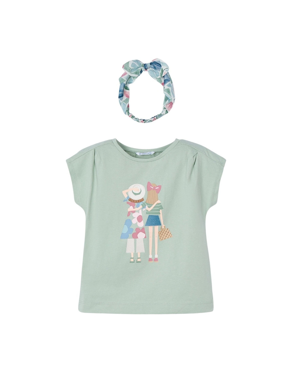 T´shirt risca Azul jade (Verde seco)  para Menina - Mayoral