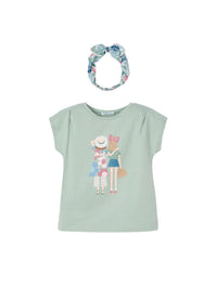 T´shirt risca Azul jade (Verde seco)  para Menina - Mayoral