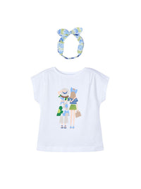 T´shirt risca Bco-anil (Azul Céu)  para Menina - Mayoral