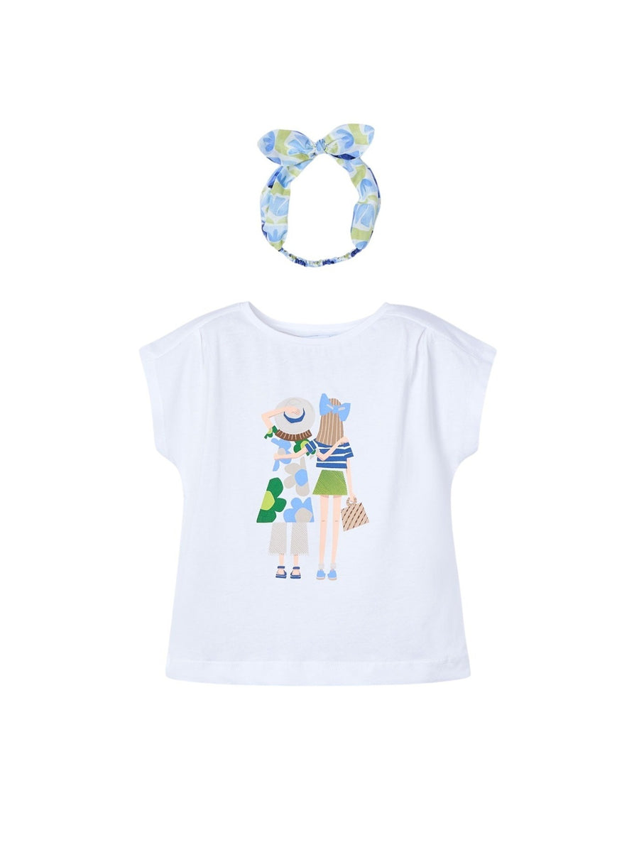 T´shirt risca Bco-anil (Azul Céu)  para Menina - Mayoral