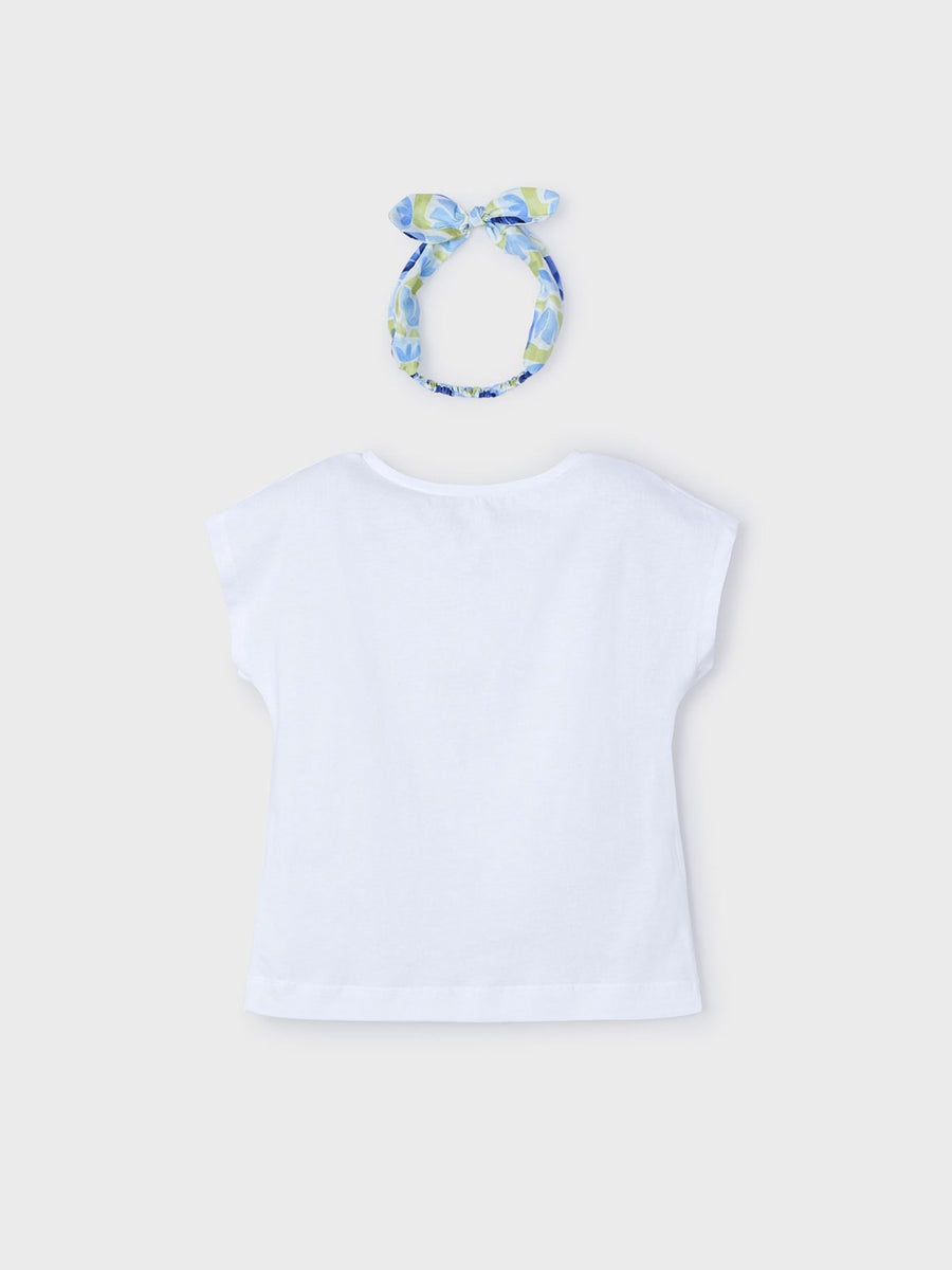 T´shirt risca Bco-anil (Azul Céu)  para Menina - Mayoral