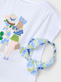 T´shirt risca Bco-anil (Azul Céu)  para Menina - Mayoral