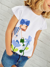 Camiseta manga curta Branco (Branco)  para Menina - Mayoral