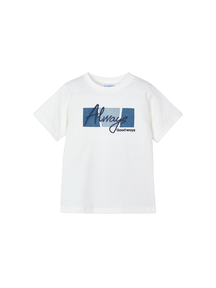 Camiseta aplicações Nata (Creme / Pérola)  para Menino - Mayoral