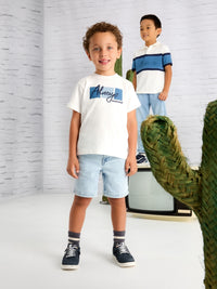 Camiseta aplicações Nata (Creme / Pérola)  para Menino - Mayoral