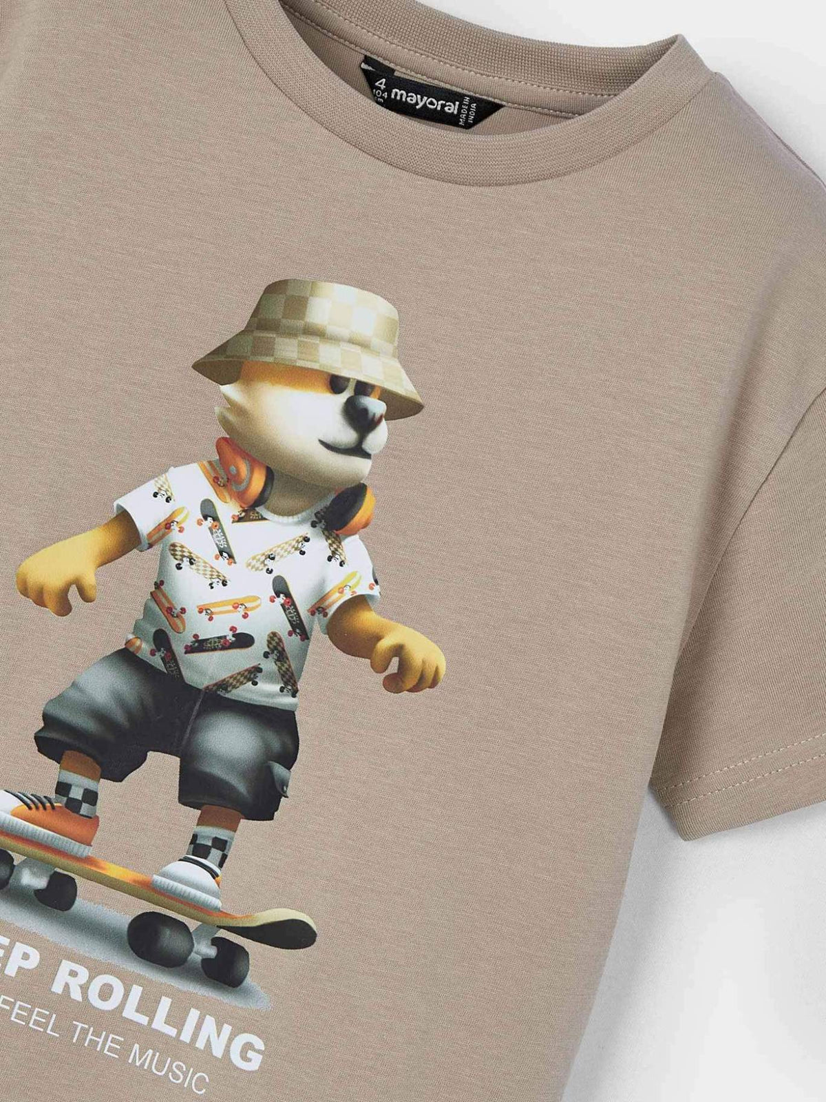 Camiseta m/c "keep rolling" Deserto (Bege)  para Menino - Mayoral
