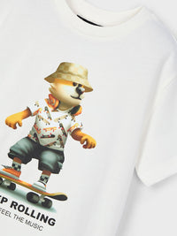 Camiseta m/c "keep rolling" Nata (Creme / Pérola)  para Menino - Mayoral