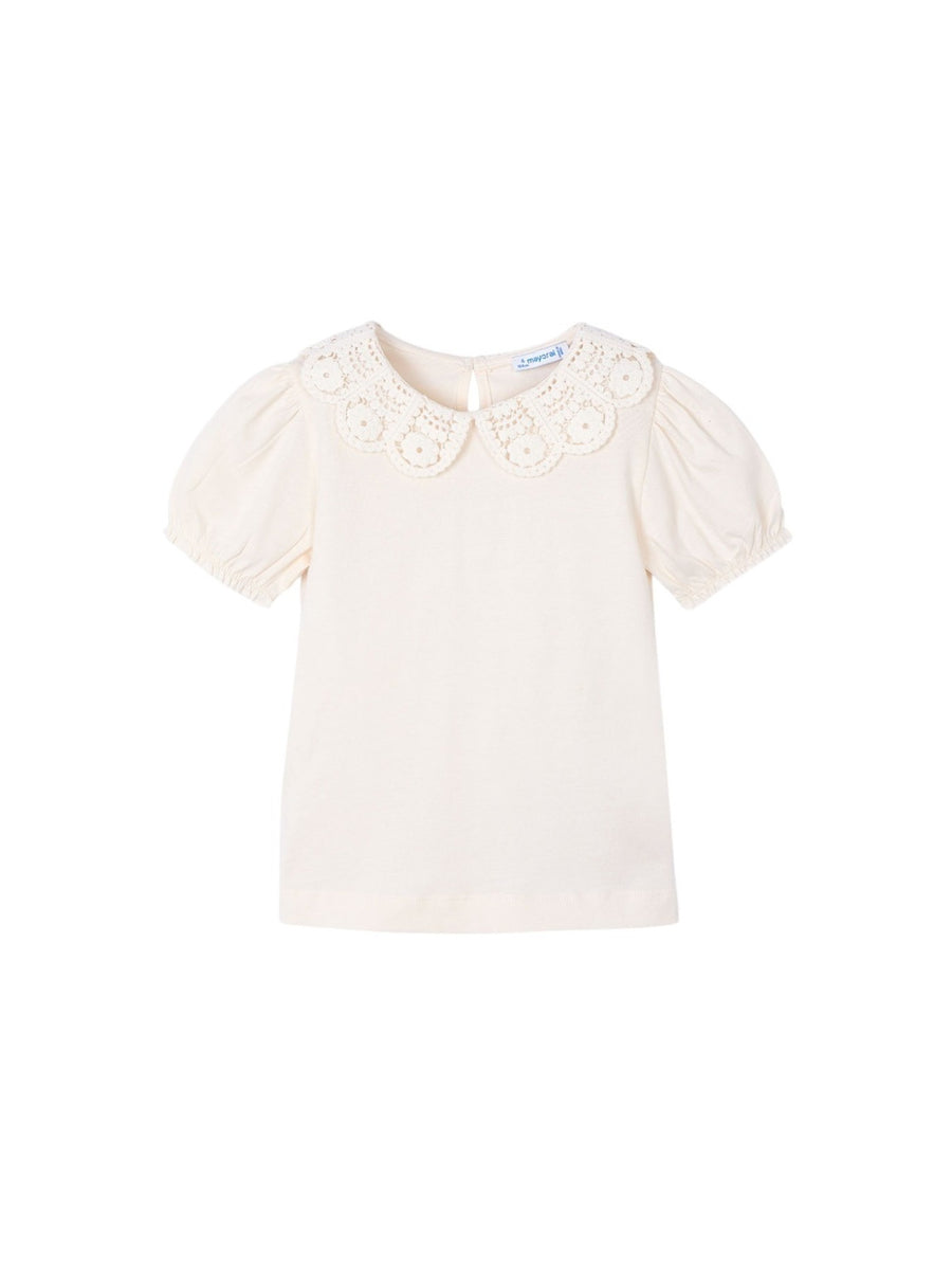 Blusa gola crochê Osso (Bege)  para Menina - Mayoral