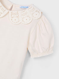 Blusa gola crochê Osso (Bege)  para Menina - Mayoral