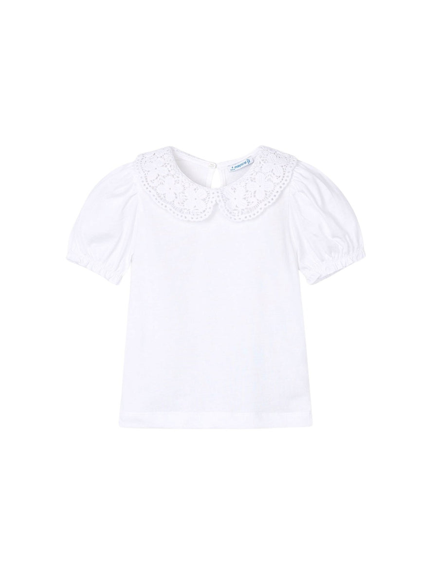 Blusa gola crochê Branco (Branco)  para Menina - Mayoral