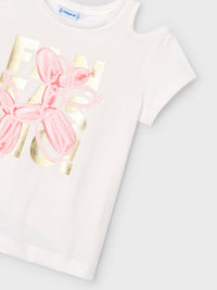 T´shirt cut out Crú (Creme / Pérola)  para Menina - Mayoral
