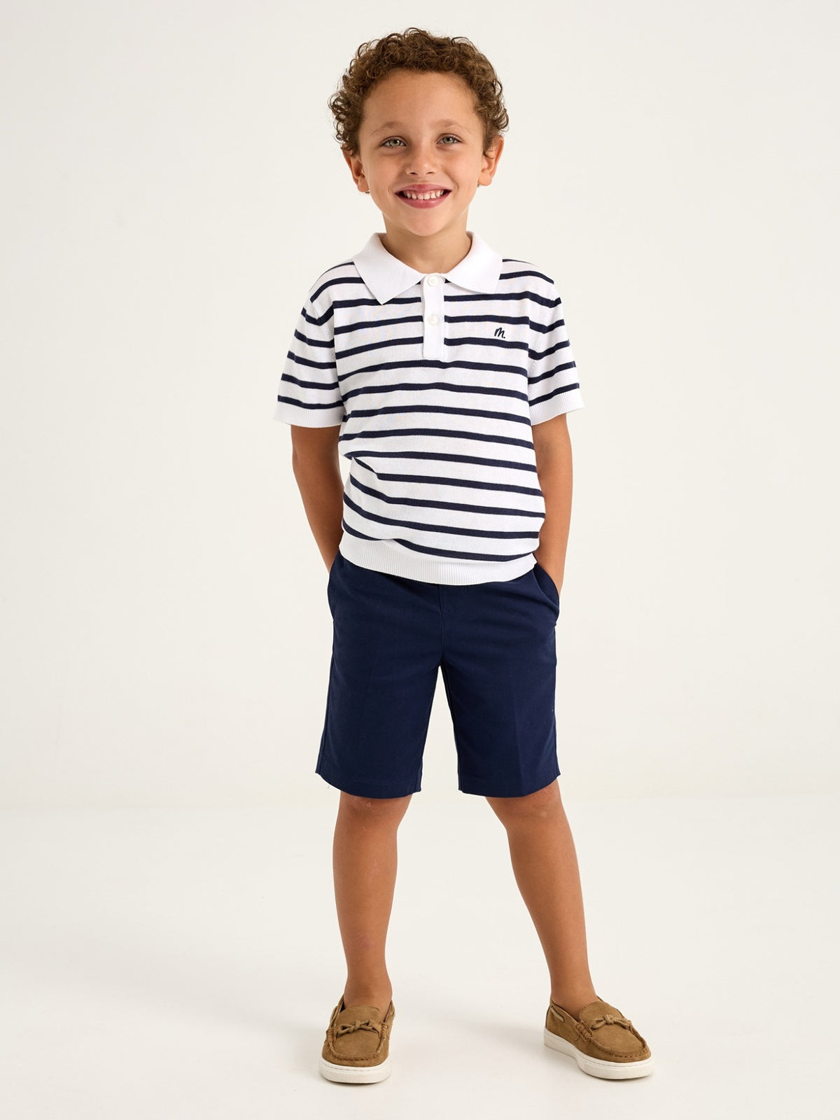 Polo m/curta tricô Bco-marinh (Marinho)  para Menino - Mayoral