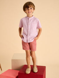 Camisa m/ curta linho Guayaba (Rosa Velho)  para Menino - Mayoral
