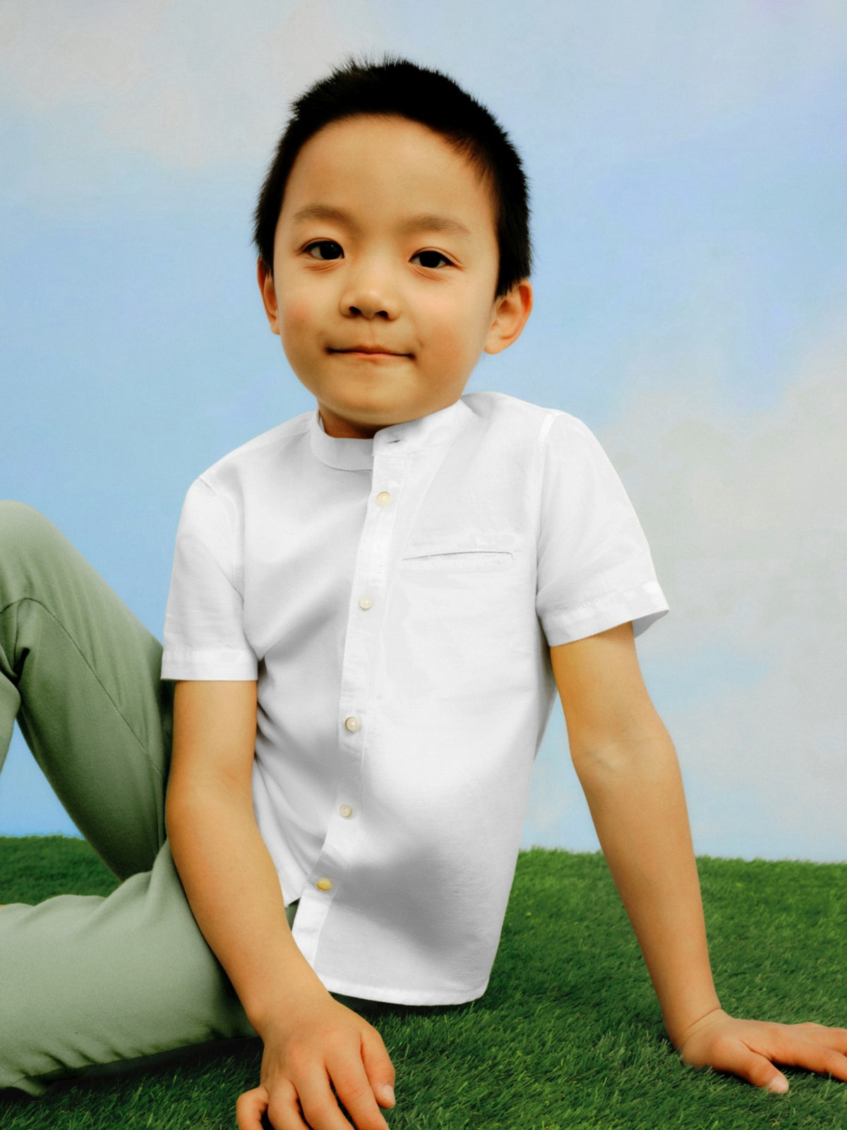 Camisa m/ curta linho Creme (Creme / Pérola)  para Menino - Mayoral