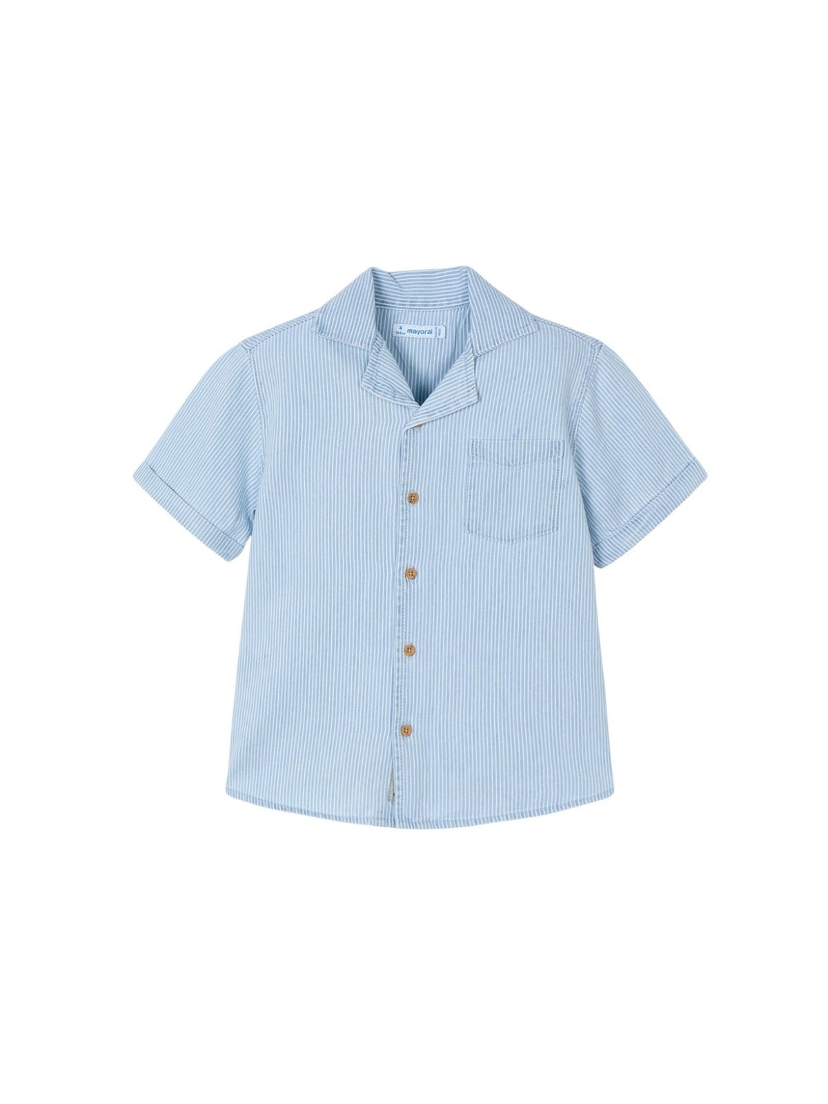 Camisa m/curta denim Riscas (Celeste)  para Menino - Mayoral
