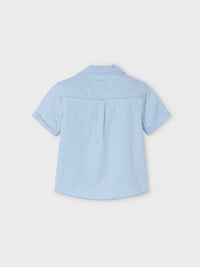 Camisa m/curta denim Riscas (Celeste)  para Menino - Mayoral