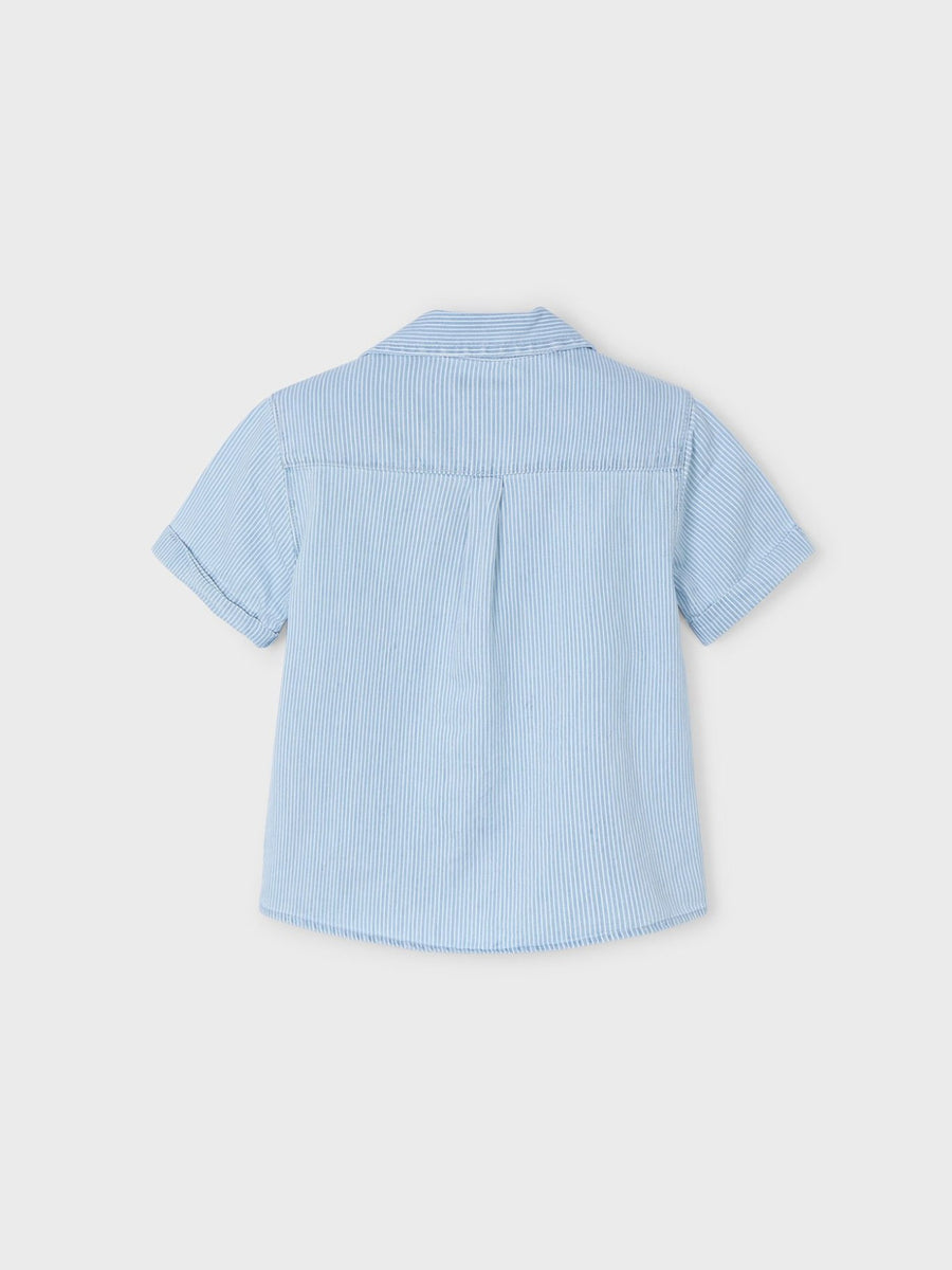 Camisa m/curta denim Riscas (Celeste)  para Menino - Mayoral