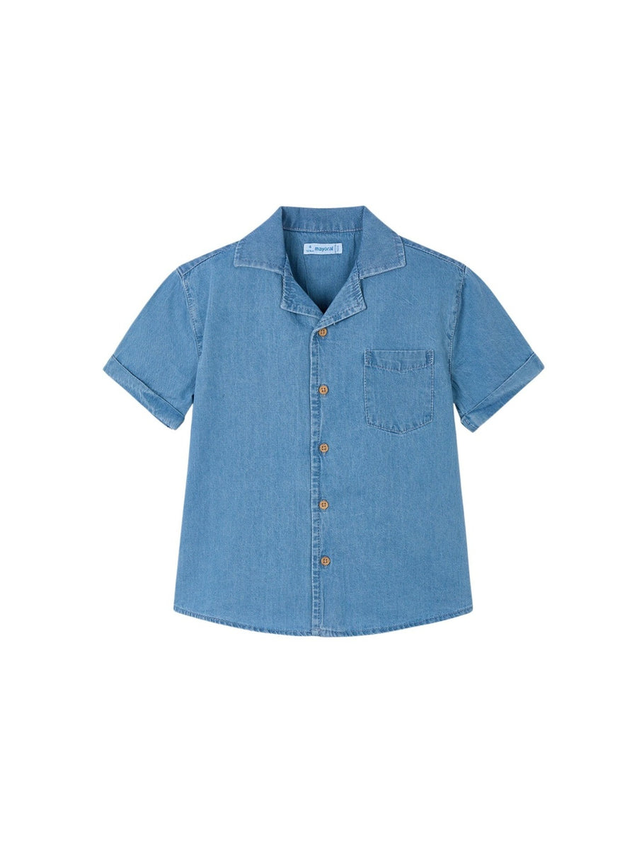 Camisa m/curta denim Base (Ganga c/ Lavagem)  para Menino - Mayoral