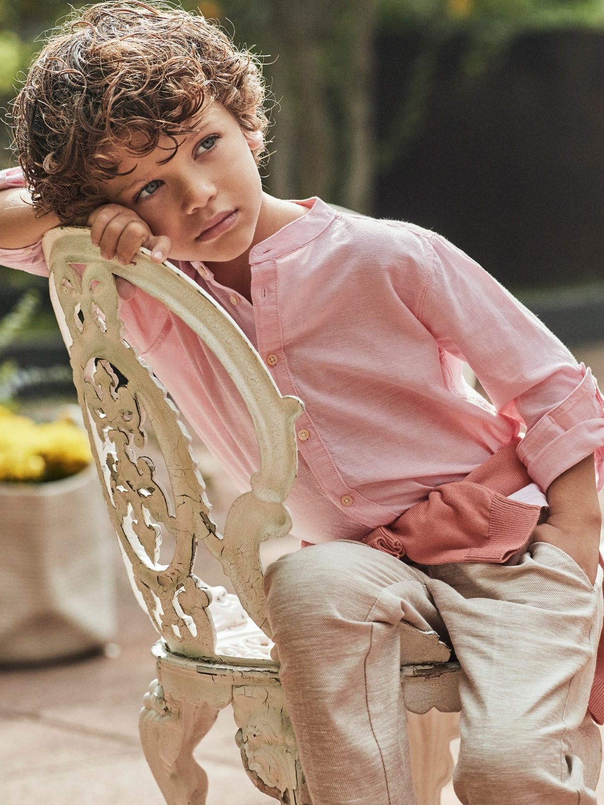 Camisa m/comp. gola padre lin Guayaba (Rosa Velho)  para Menino - Mayoral