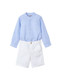 Conj. bermuda camisa m/comp. Bco-celest (Celeste)  para Menino - Mayoral
