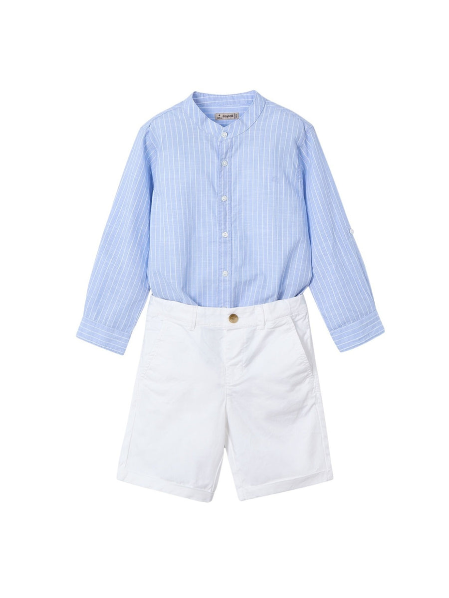 Conj. bermuda camisa m/comp. Bco-celest (Celeste)  para Menino - Mayoral