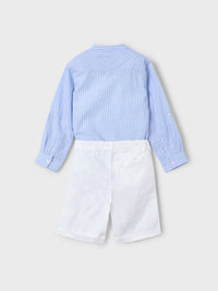 Conj. bermuda camisa m/comp. Bco-celest (Celeste)  para Menino - Mayoral