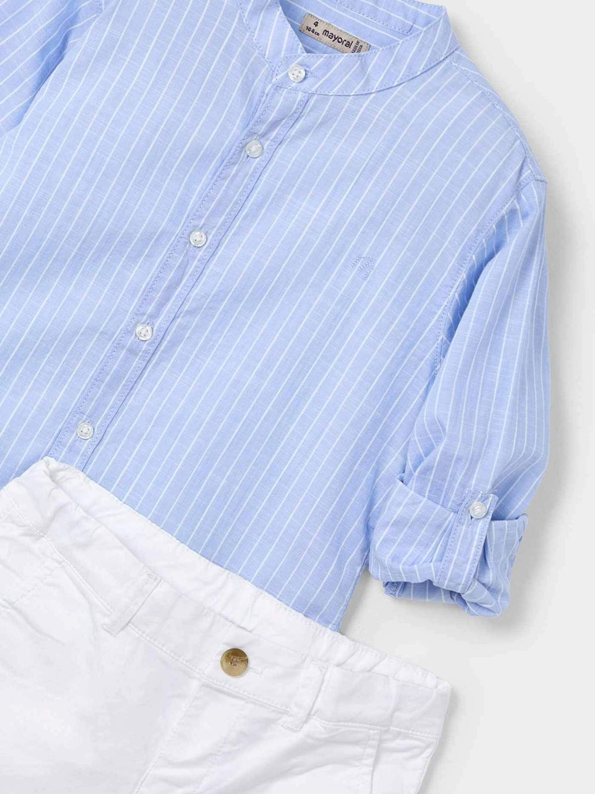 Conj. bermuda camisa m/comp. Bco-celest (Celeste)  para Menino - Mayoral