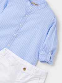 Conj. bermuda camisa m/comp. Bco-celest (Celeste)  para Menino - Mayoral