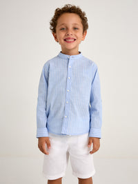Conj. bermuda camisa m/comp. Bco-celest (Celeste)  para Menino - Mayoral