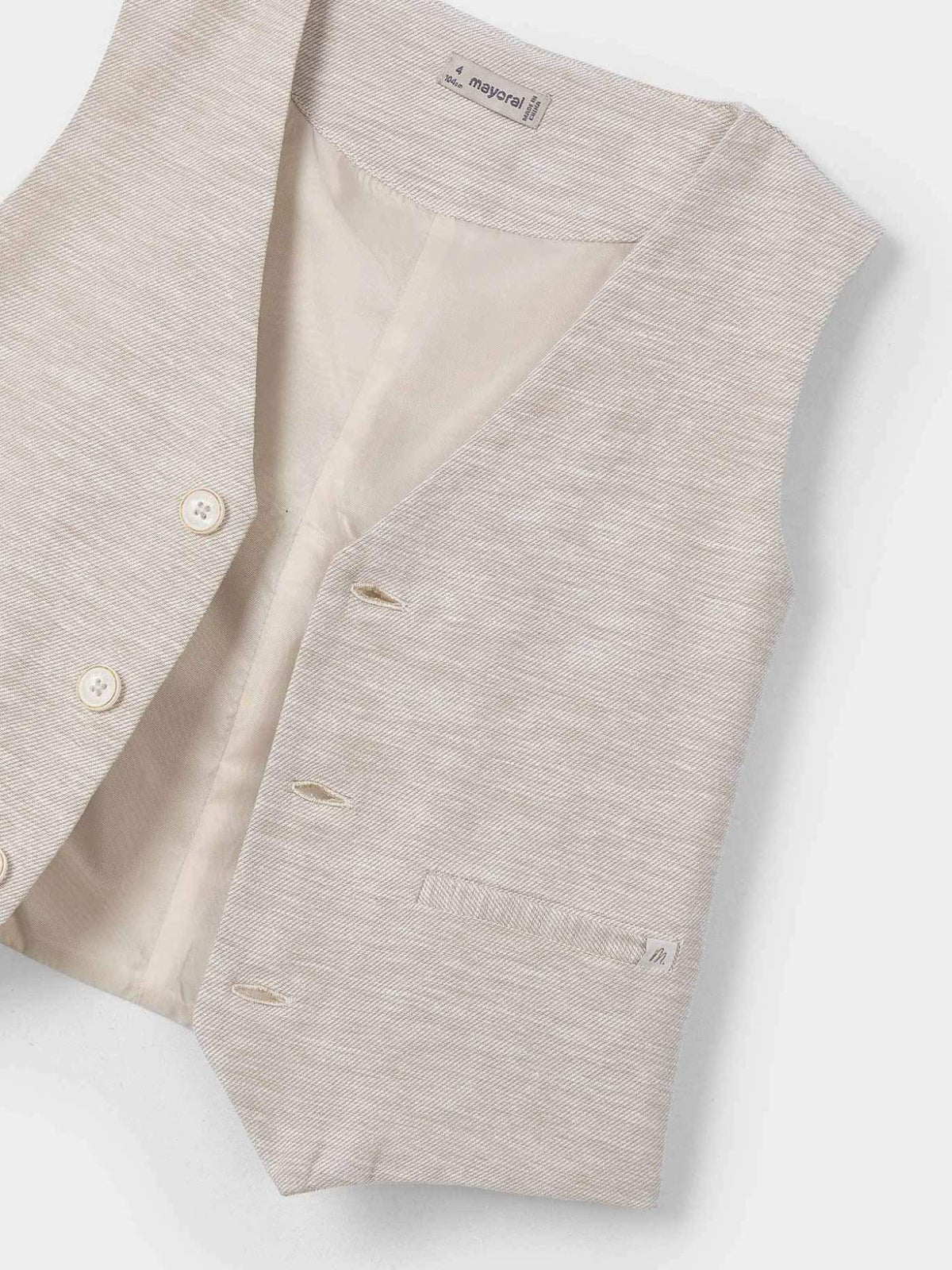 Colete linho suiting Areia (Bege)  para Menino - Mayoral