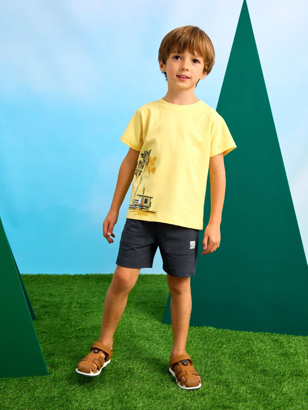 Conj. malha manga curta alças Amarelo (Amarelo)  para Menino - Mayoral