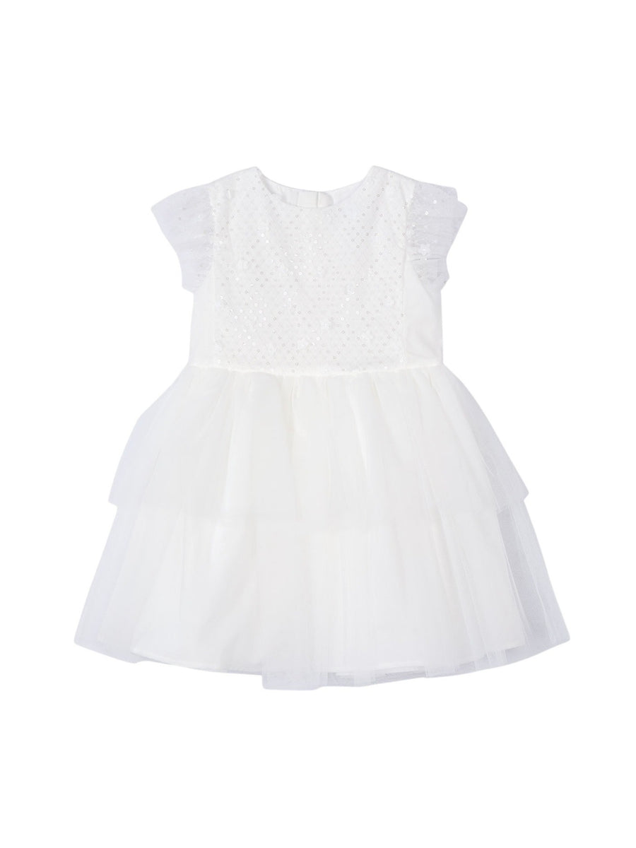 Vestido tule lantejoulas Crú (Creme / Pérola)  para Menina - Mayoral