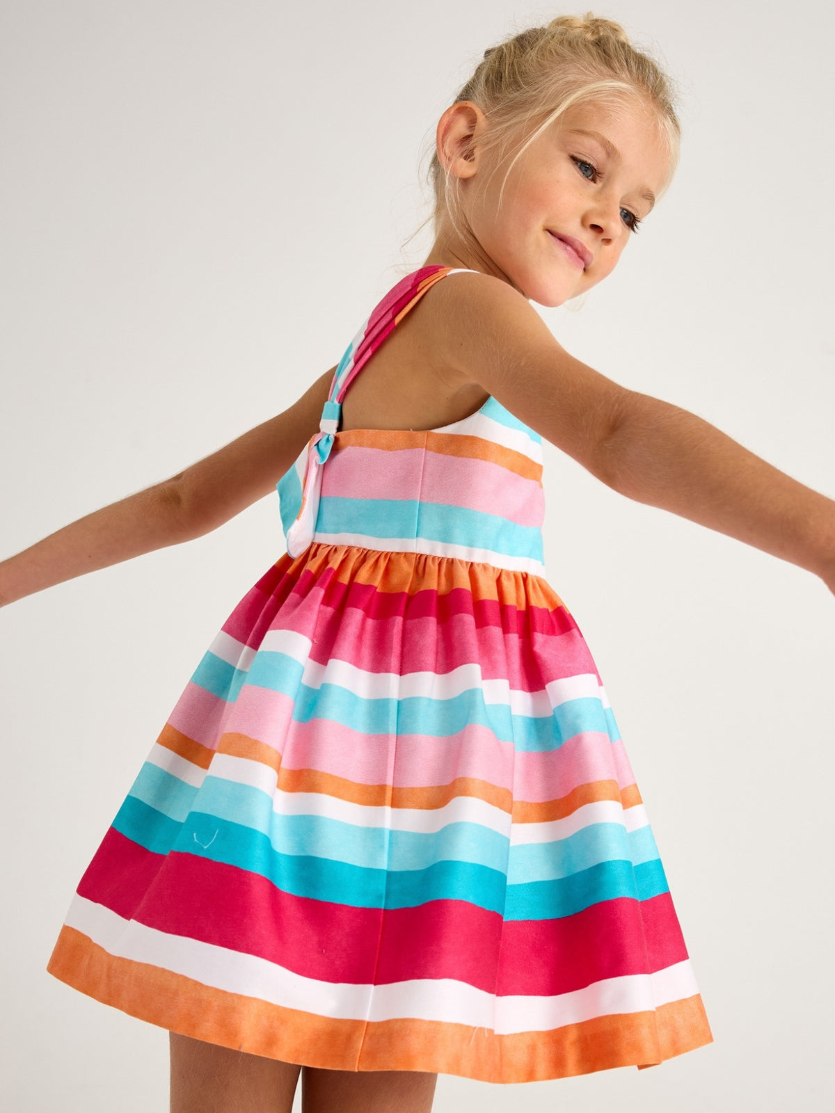 Vestido riscas c/laço Magenta (Magenta)  para Menina - Mayoral