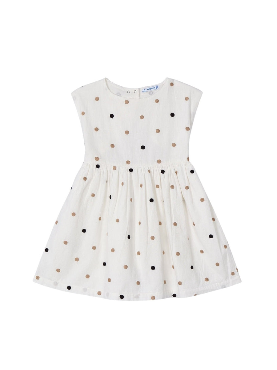 Vestido c/ bordados Crú-canela (Bege)  para Menina - Mayoral