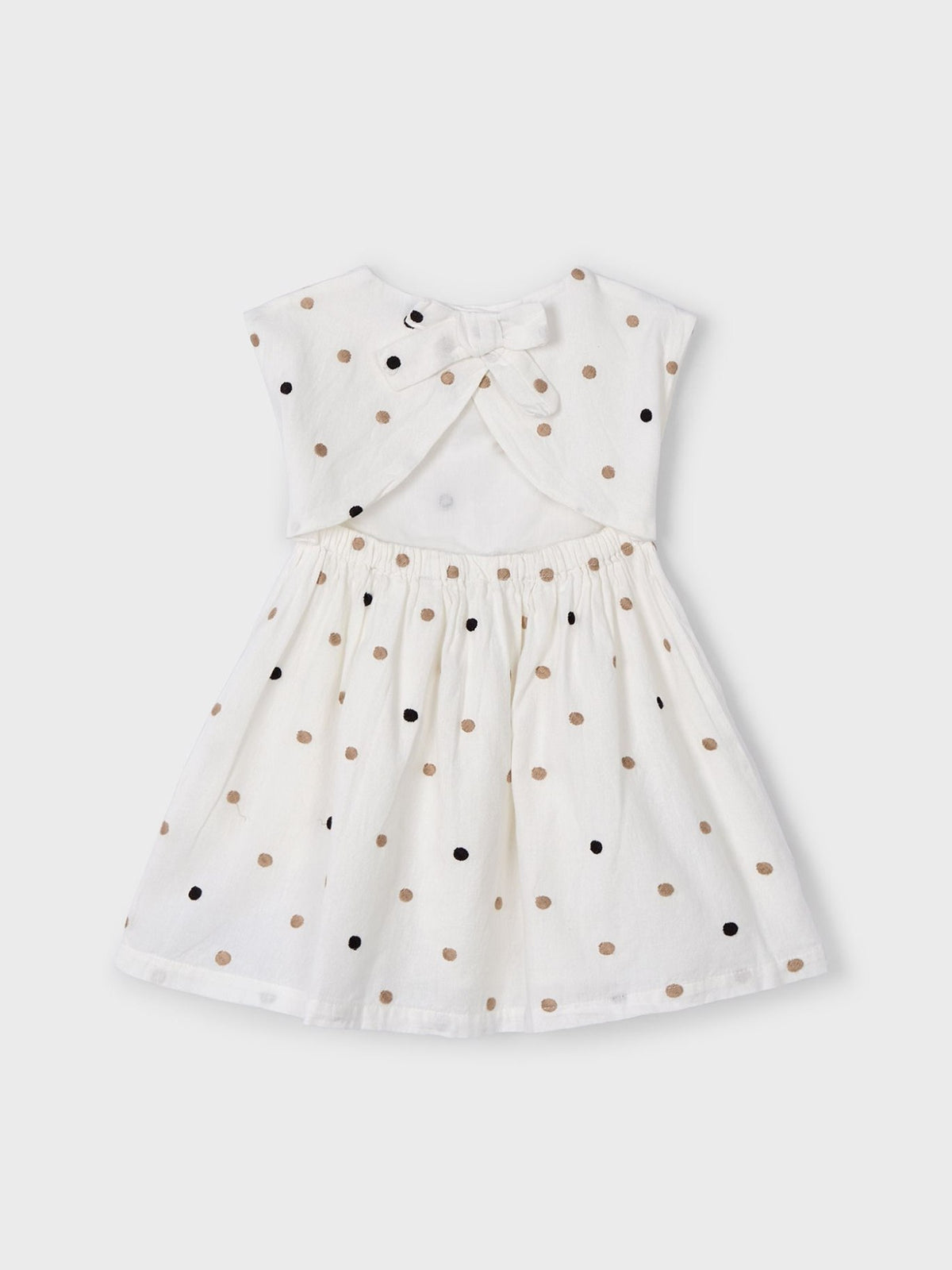 Vestido c/ bordados Crú-canela (Bege)  para Menina - Mayoral