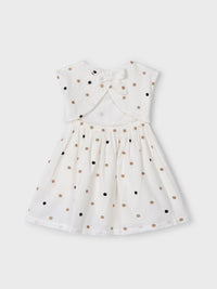 Vestido c/ bordados Crú-canela (Bege)  para Menina - Mayoral