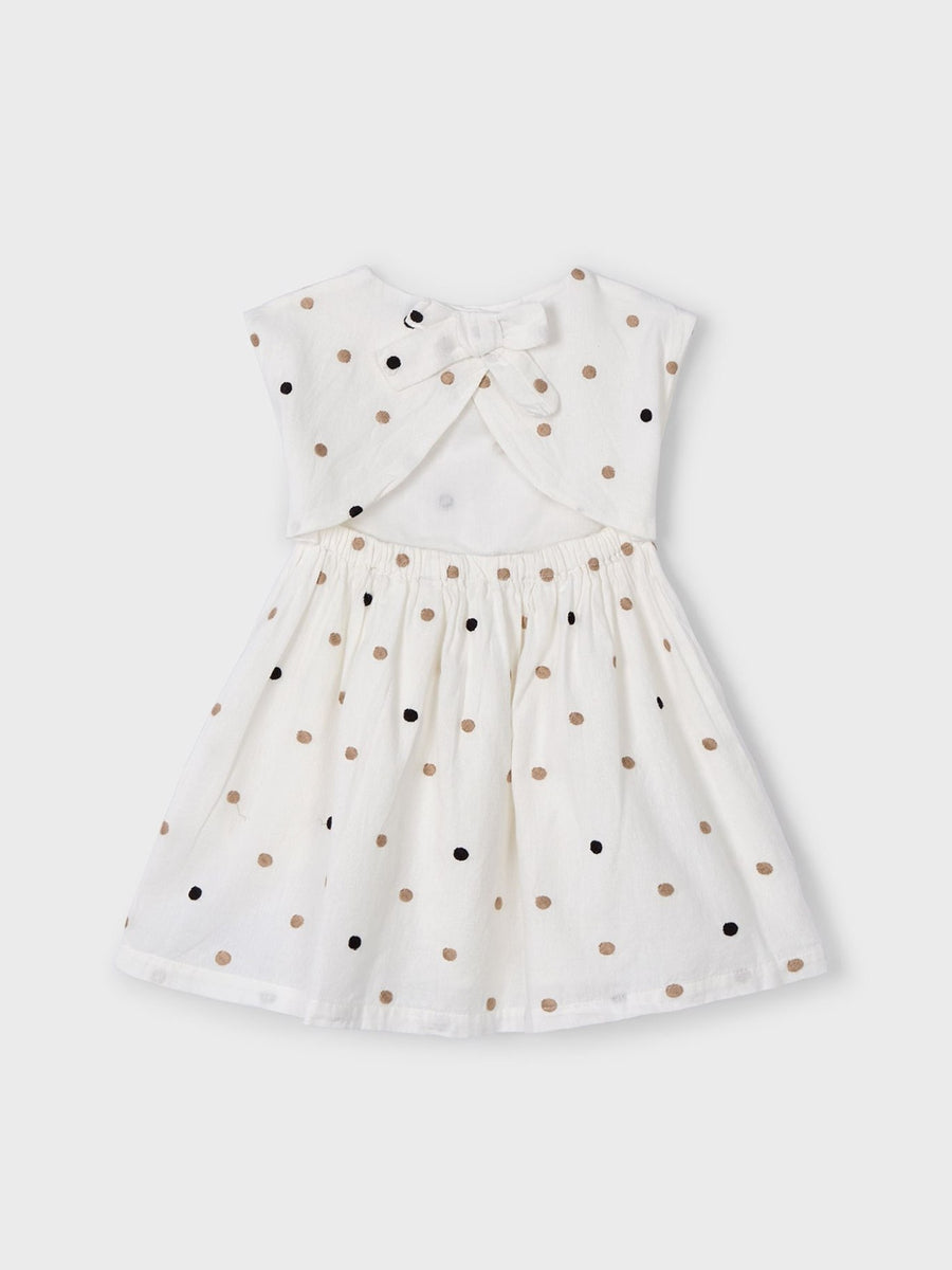 Vestido c/ bordados Crú-canela (Bege)  para Menina - Mayoral