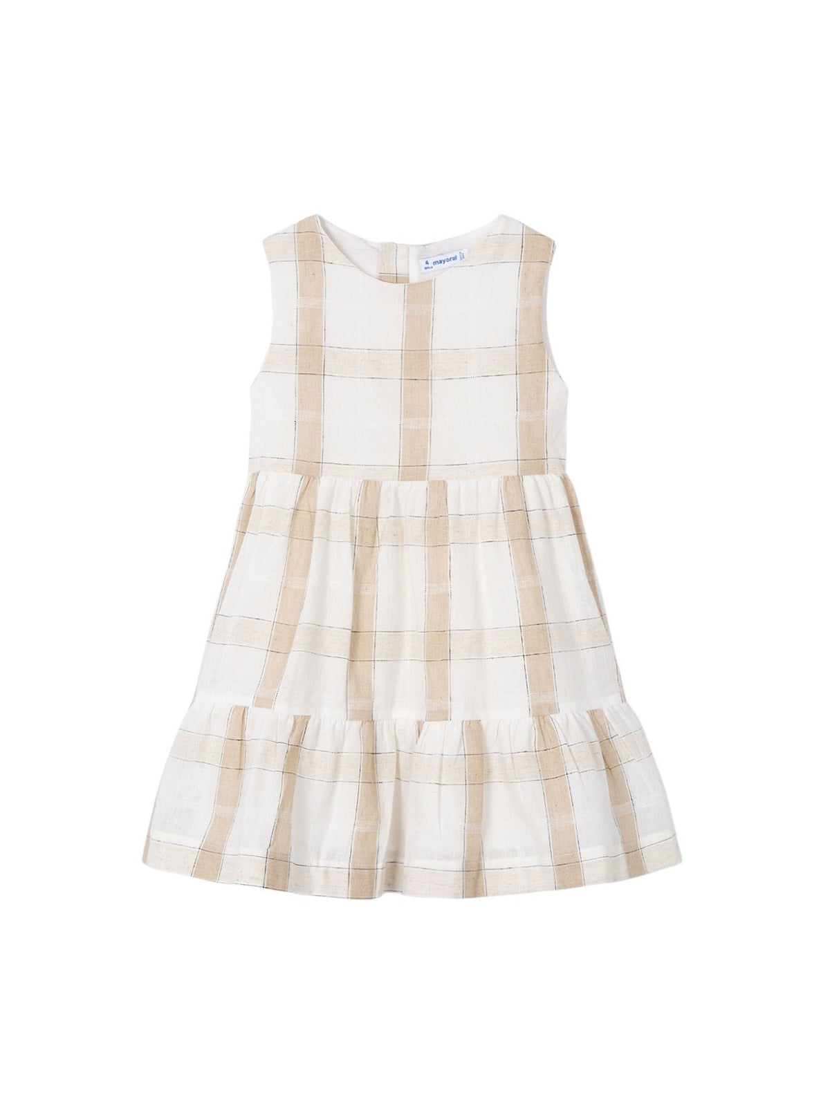 Vestido xadrez linho Canela (Bege)  para Menina - Mayoral