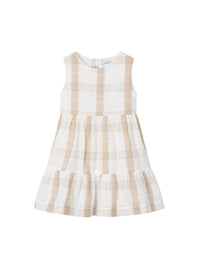 Vestido xadrez linho Canela (Bege)  para Menina - Mayoral