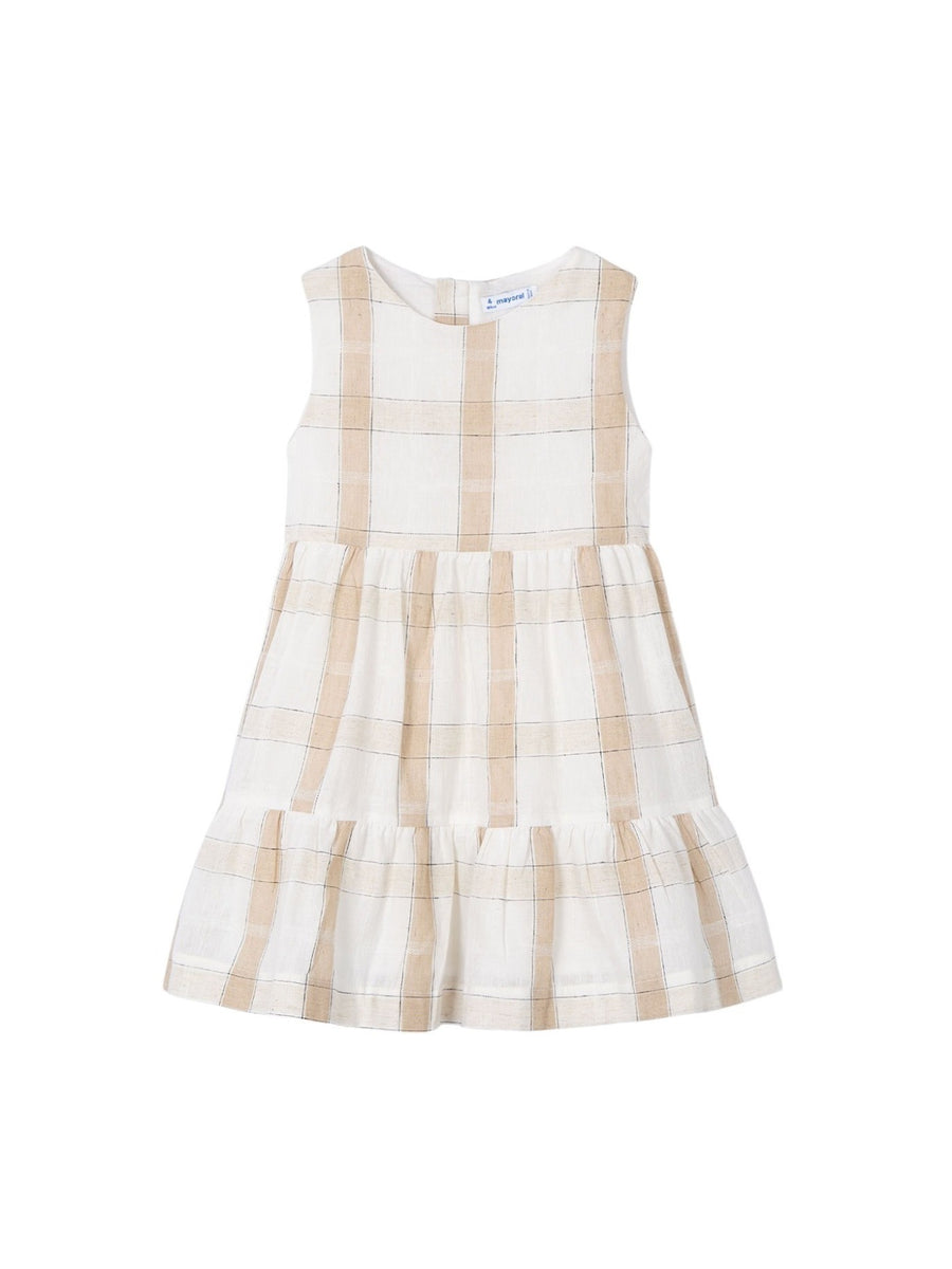 Vestido xadrez linho Canela (Bege)  para Menina - Mayoral