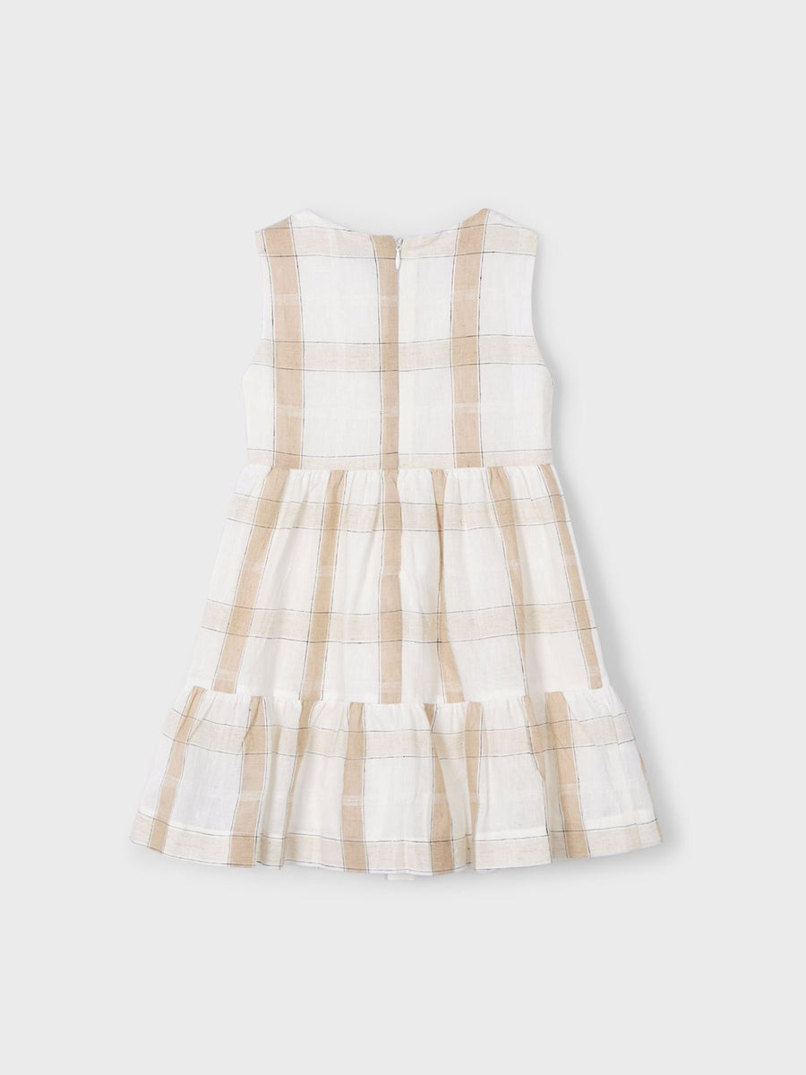 Vestido xadrez linho Canela (Bege)  para Menina - Mayoral