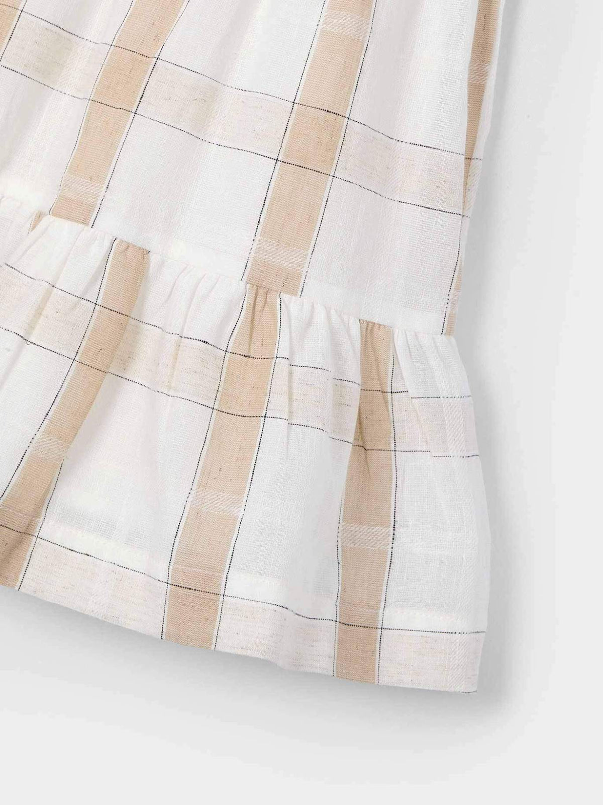 Vestido xadrez linho Canela (Bege)  para Menina - Mayoral